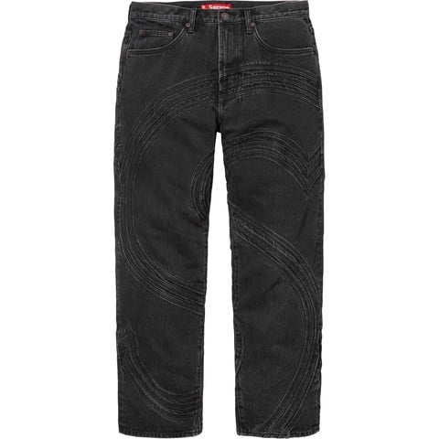 Supreme S Logo Loose Fit Jean - Washed Black