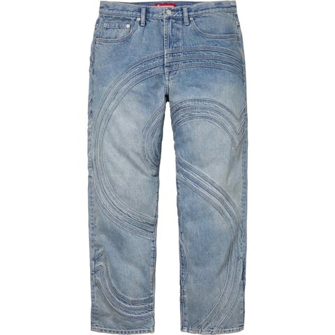 Supreme S Logo Loose Fit Jean - Washed Blue