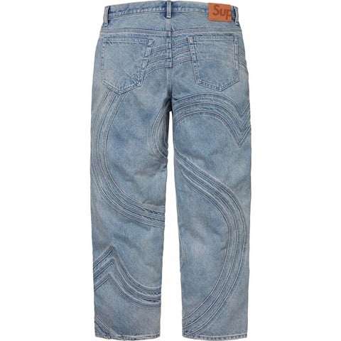 Supreme S Logo Loose Fit Jean - Washed Blue
