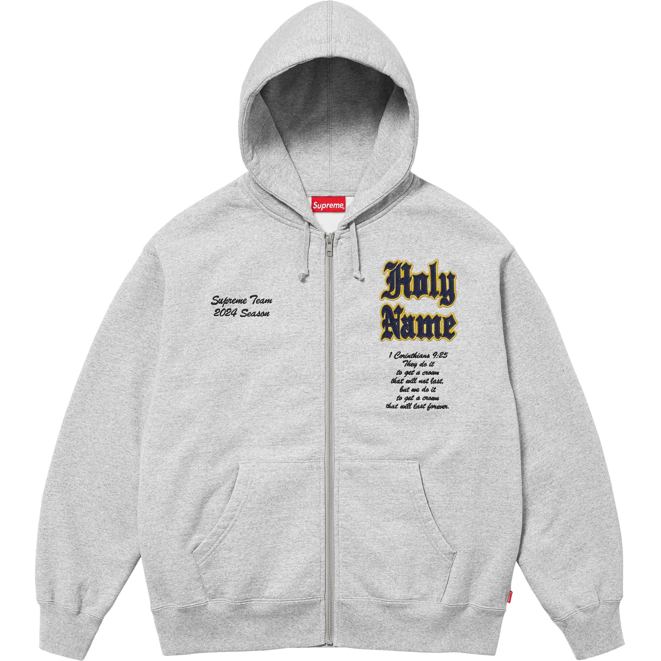 Supreme Salvation Zip Up Hooded Sweatshirt (SS24) - Heather Grey - $178