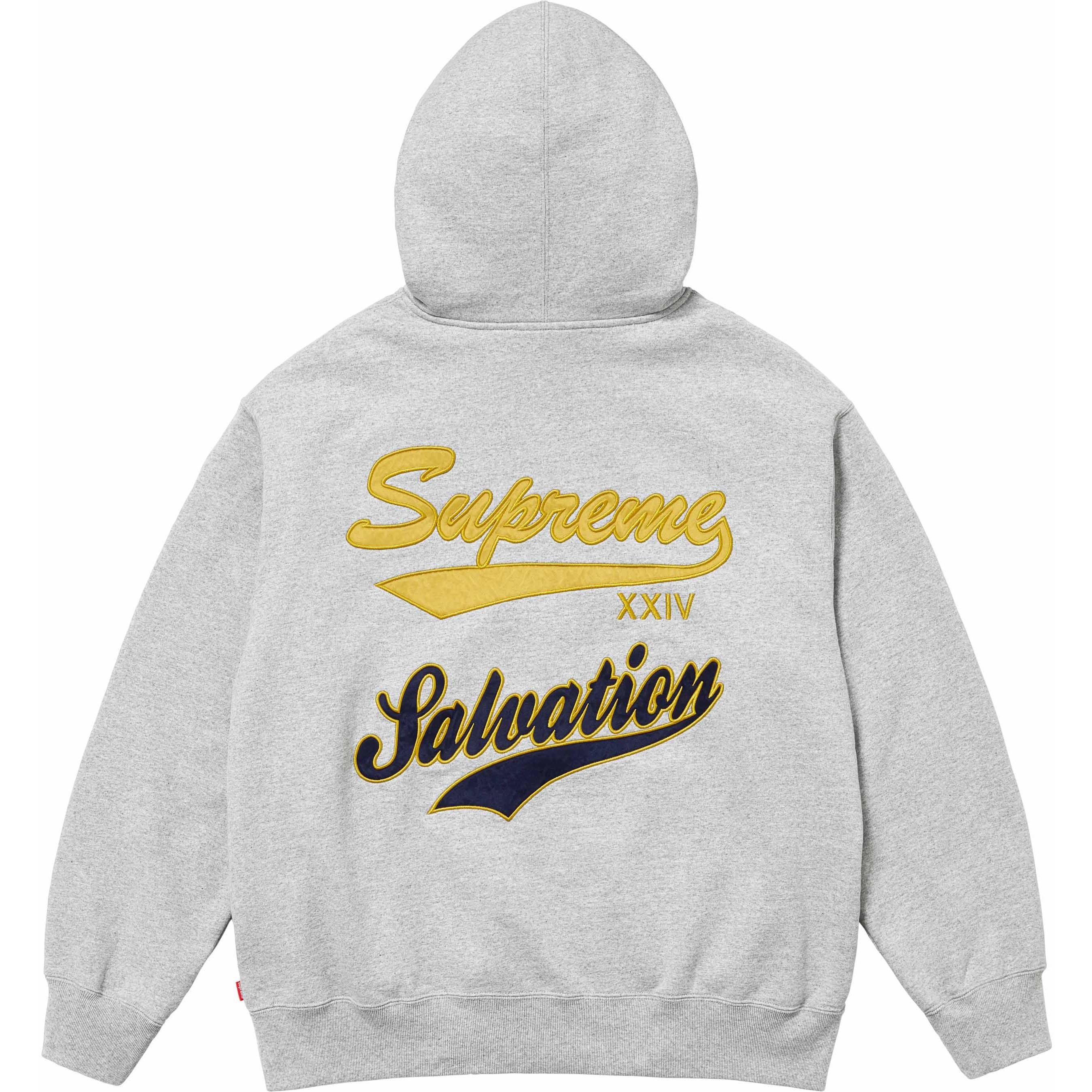 Supreme Salvation Zip Up Hooded Sweatshirt (SS24) - Heather Grey - $178