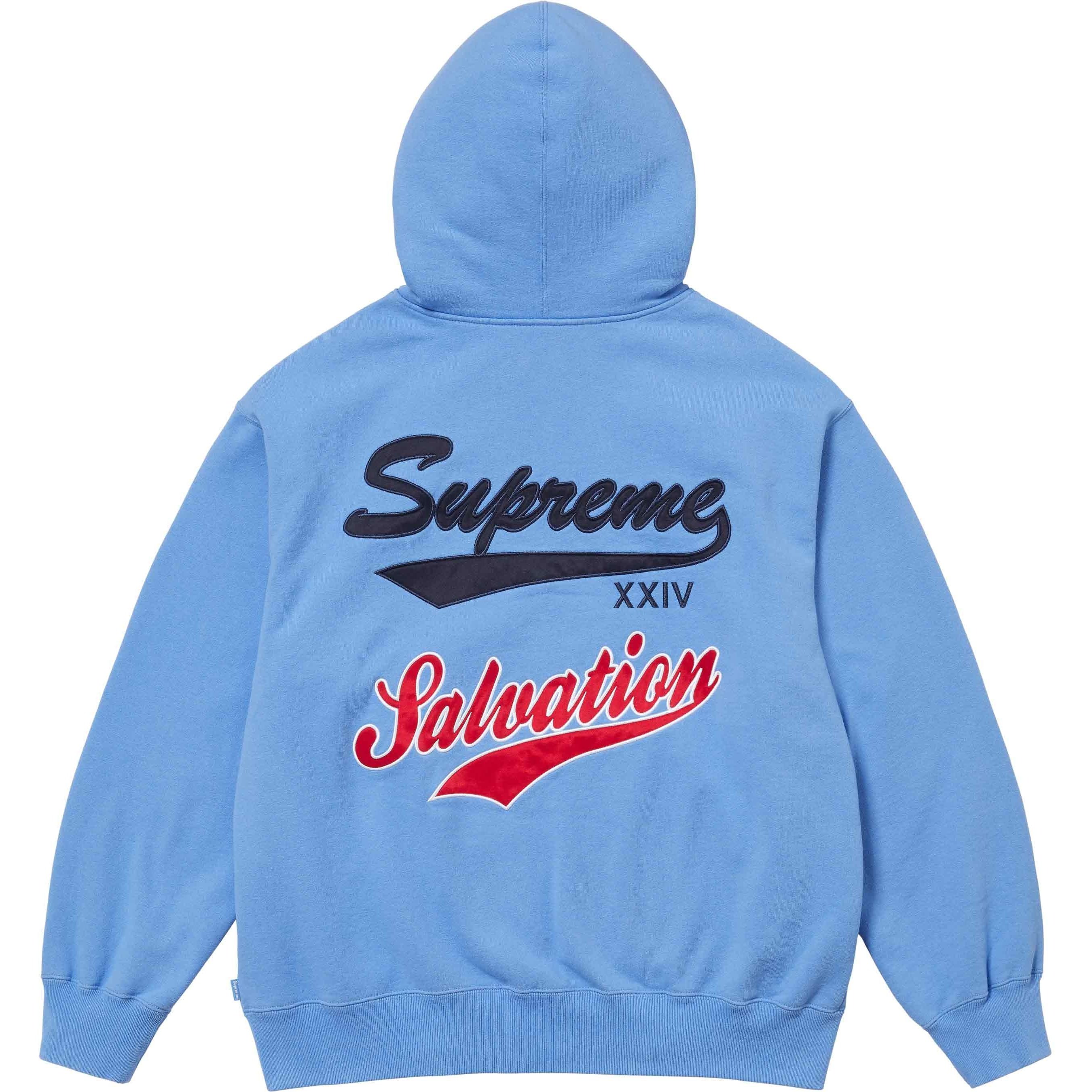 Supreme Salvation Zip Up Hooded Sweatshirt (SS24) - Light Blue - $178