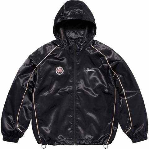 Supreme Satin Hooded Track Jacket - Black
