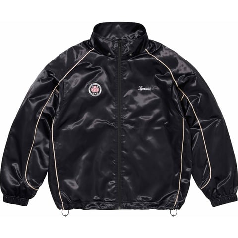 Supreme Satin Hooded Track Jacket - Black