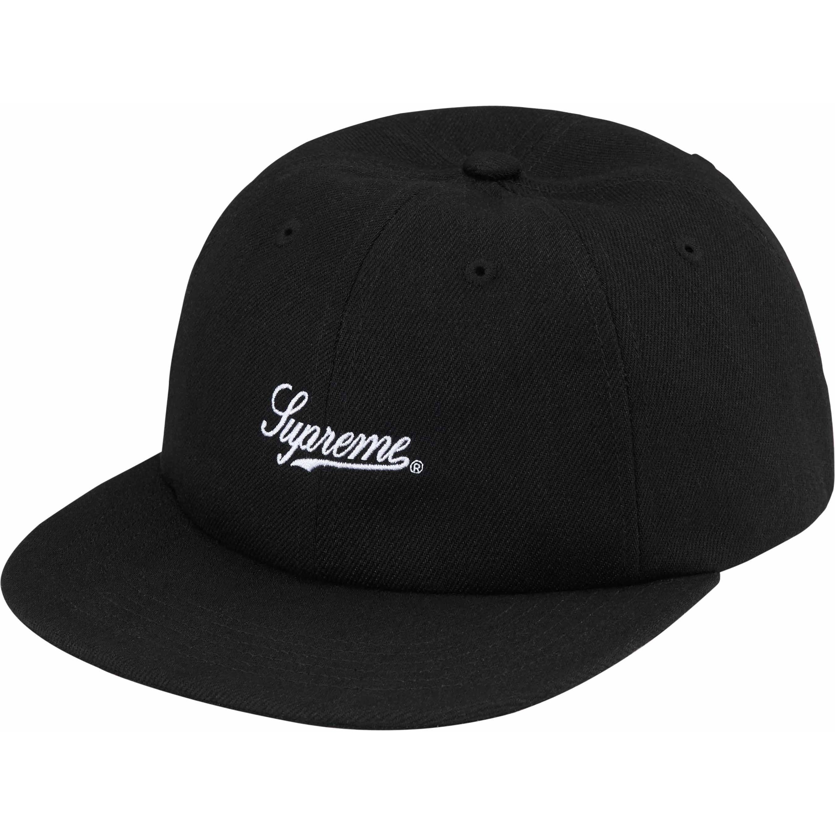 Supreme Script Logo 6-Panel (SS24) - Black - $48