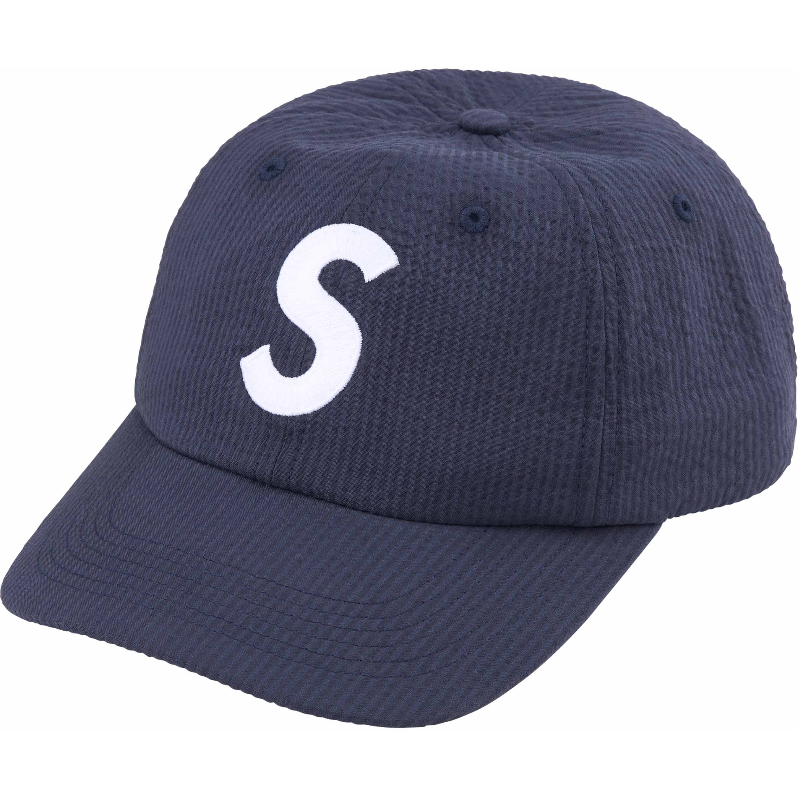 Supreme Seersucker S Logo 6-Panel (SS24) - Navy - $54