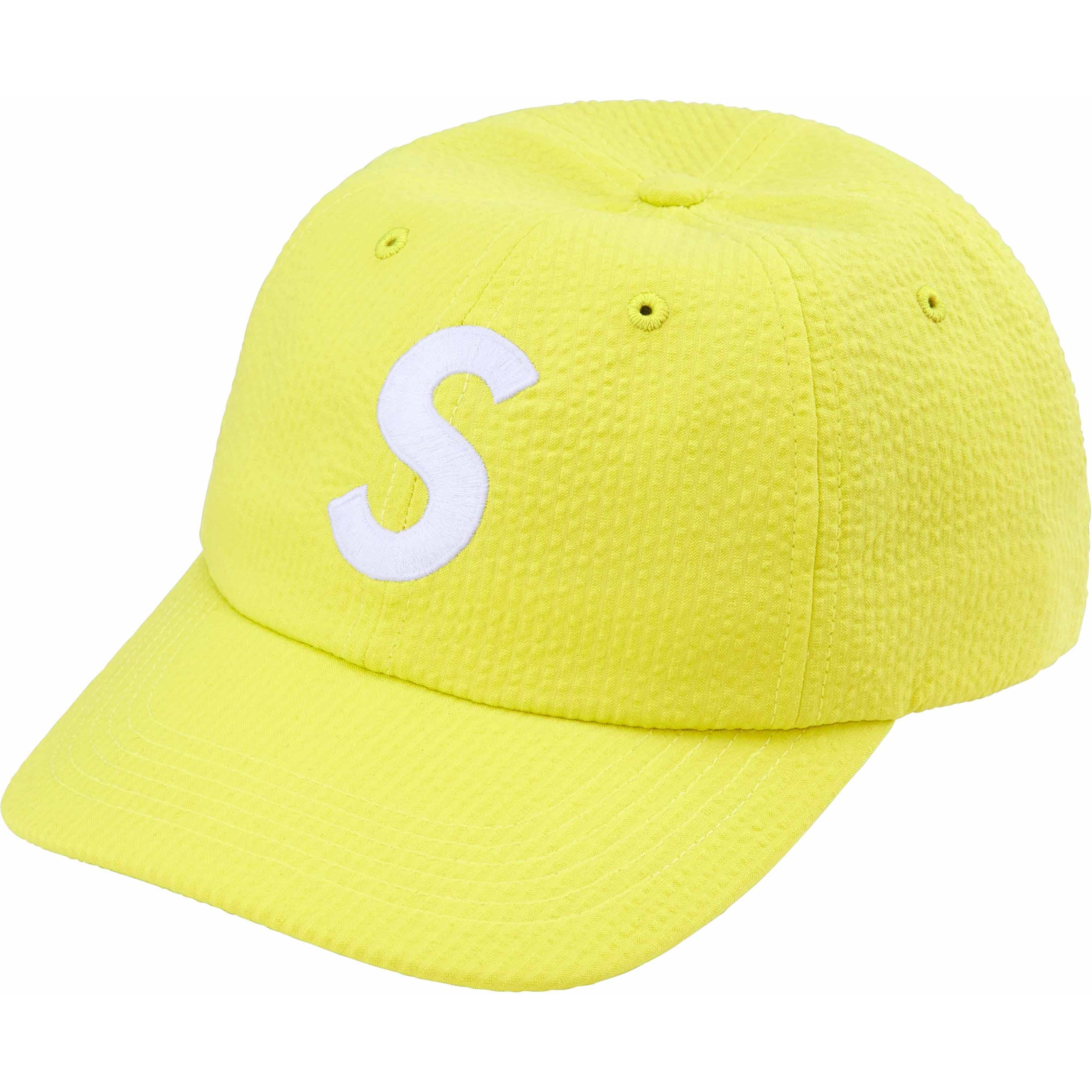 Supreme Seersucker S Logo 6-Panel (SS24) - Yellow - $54