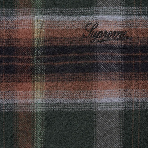 Supreme Shadow Plaid Flannel Zip Up Shirt - Green