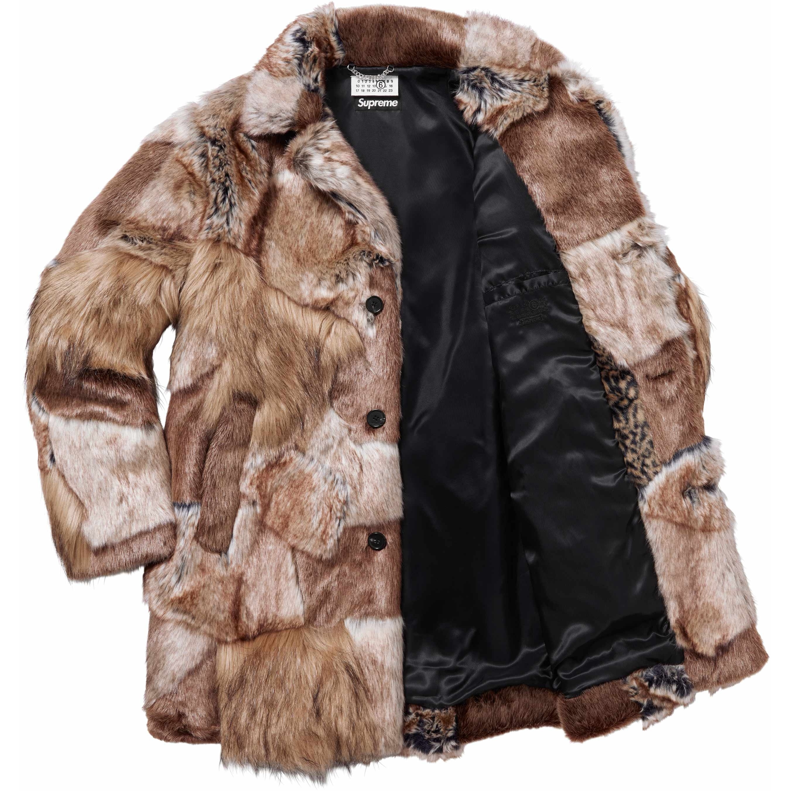 Supreme Supreme MM6 Maison Margiela Patchwork Faux Fur Coat (SS24) - Brown - $998