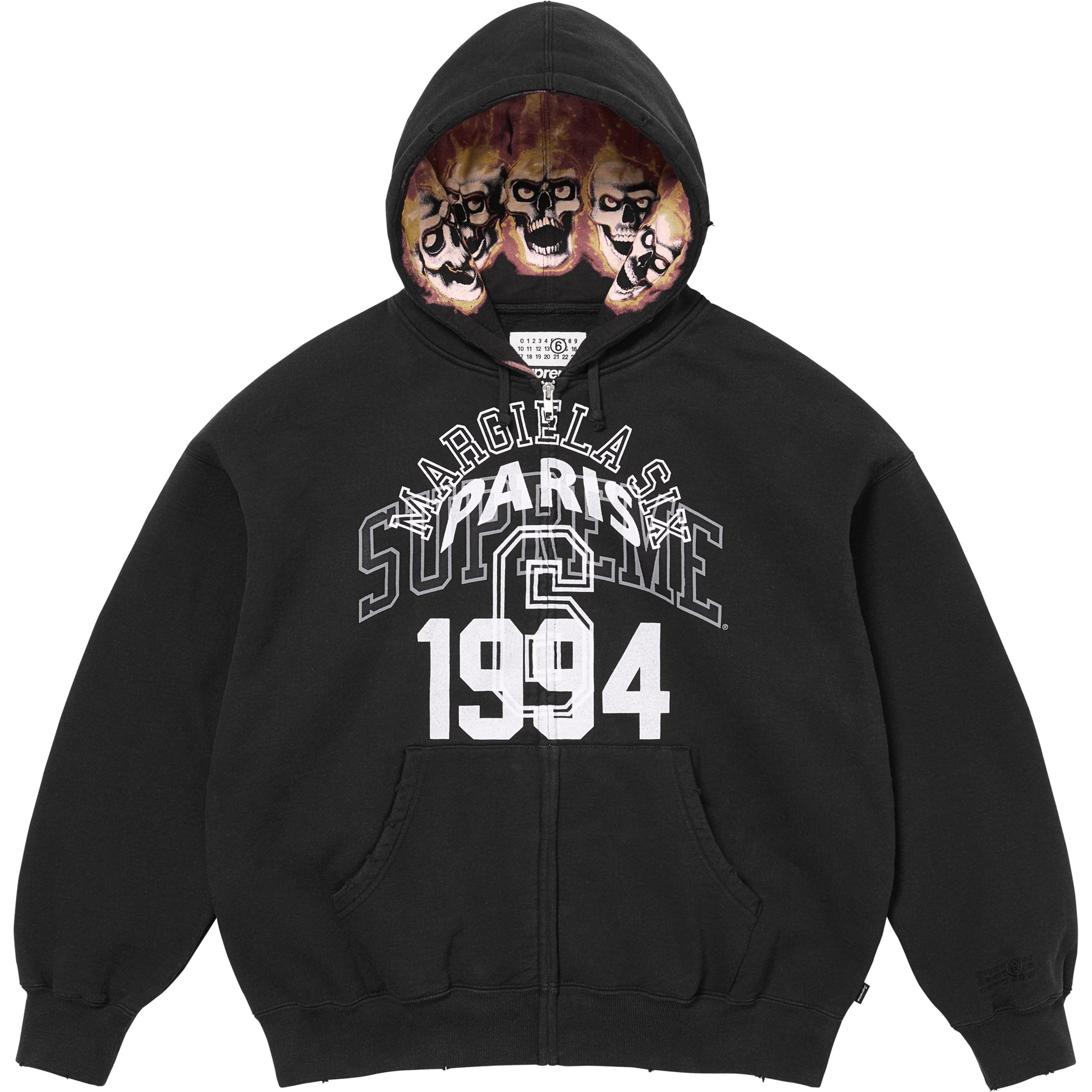 Supreme Supreme MM6 Maison Margiela Zip Up Hooded Sweatshirt (SS24) - Black - $248
