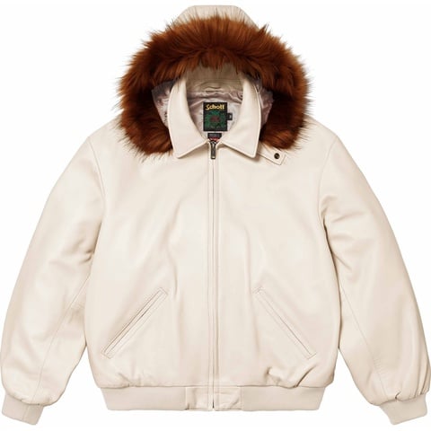Supreme Supreme®/Schott® Hooded Leather Bomber Jacket - Stone