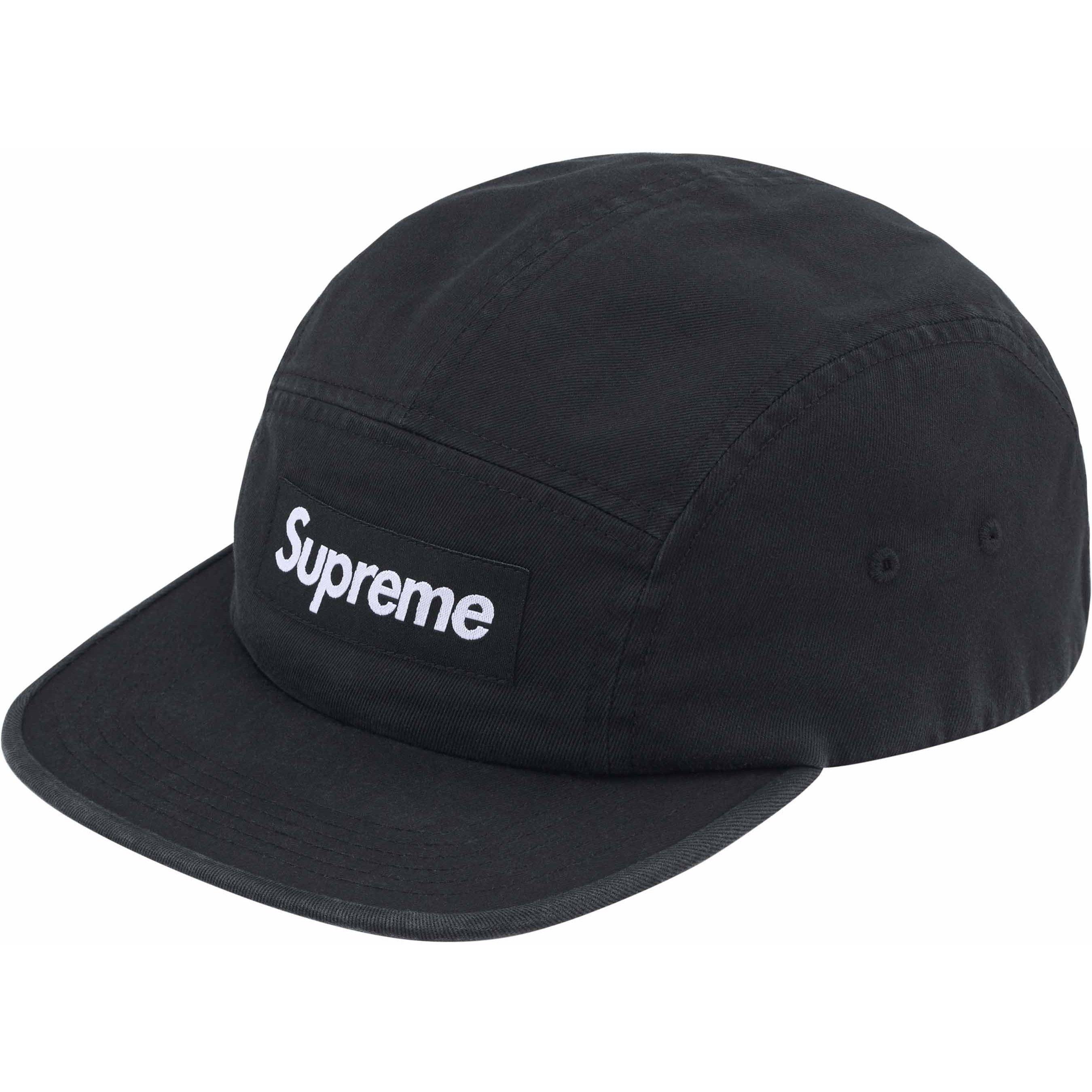 Supreme Washed Chino Twill Camp Cap (SS24) - Black - $48