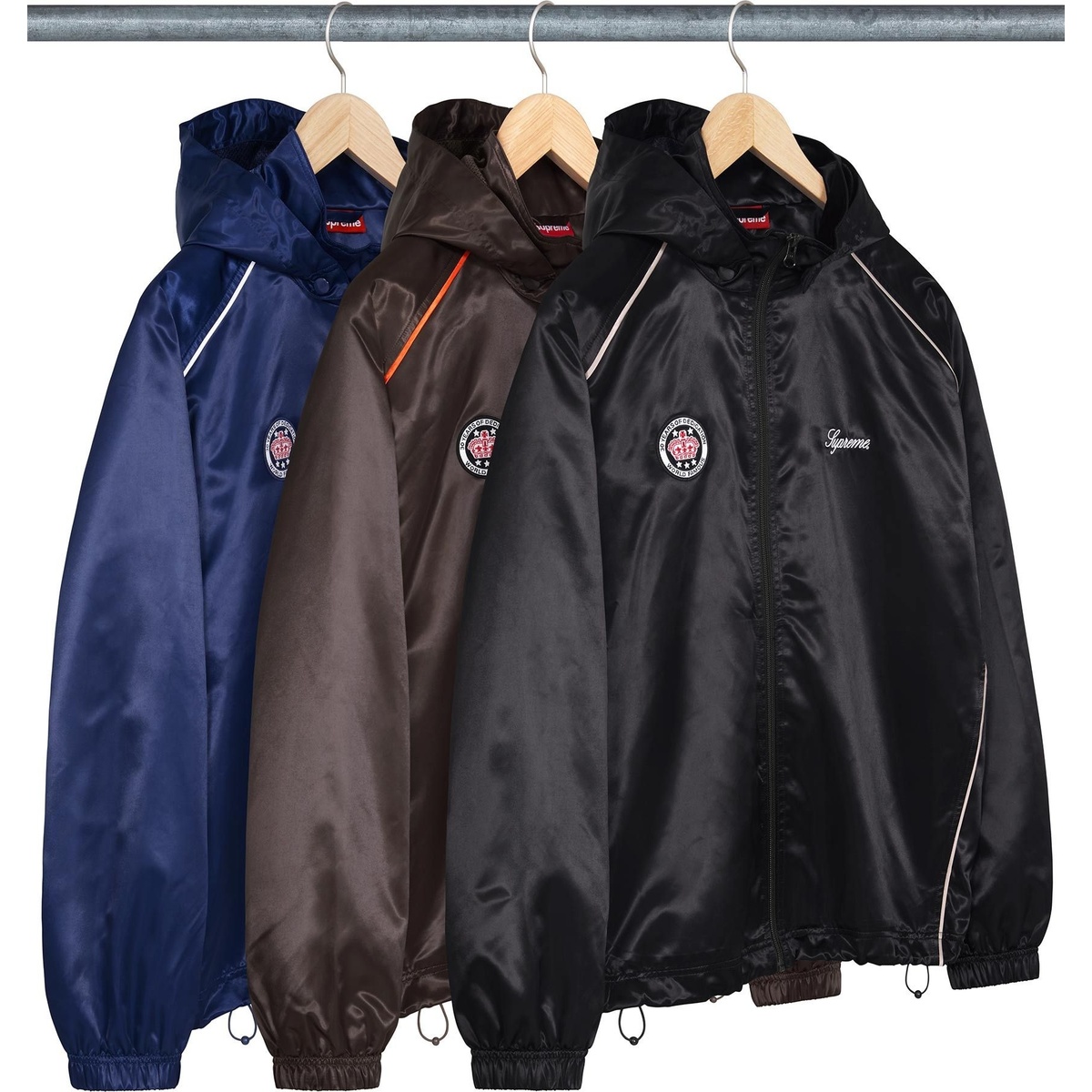 か*す様 XL Supreme Satin Hooded Track Jacke Satin Hooded Track Jacket - spring/summer 2024 - Supreme