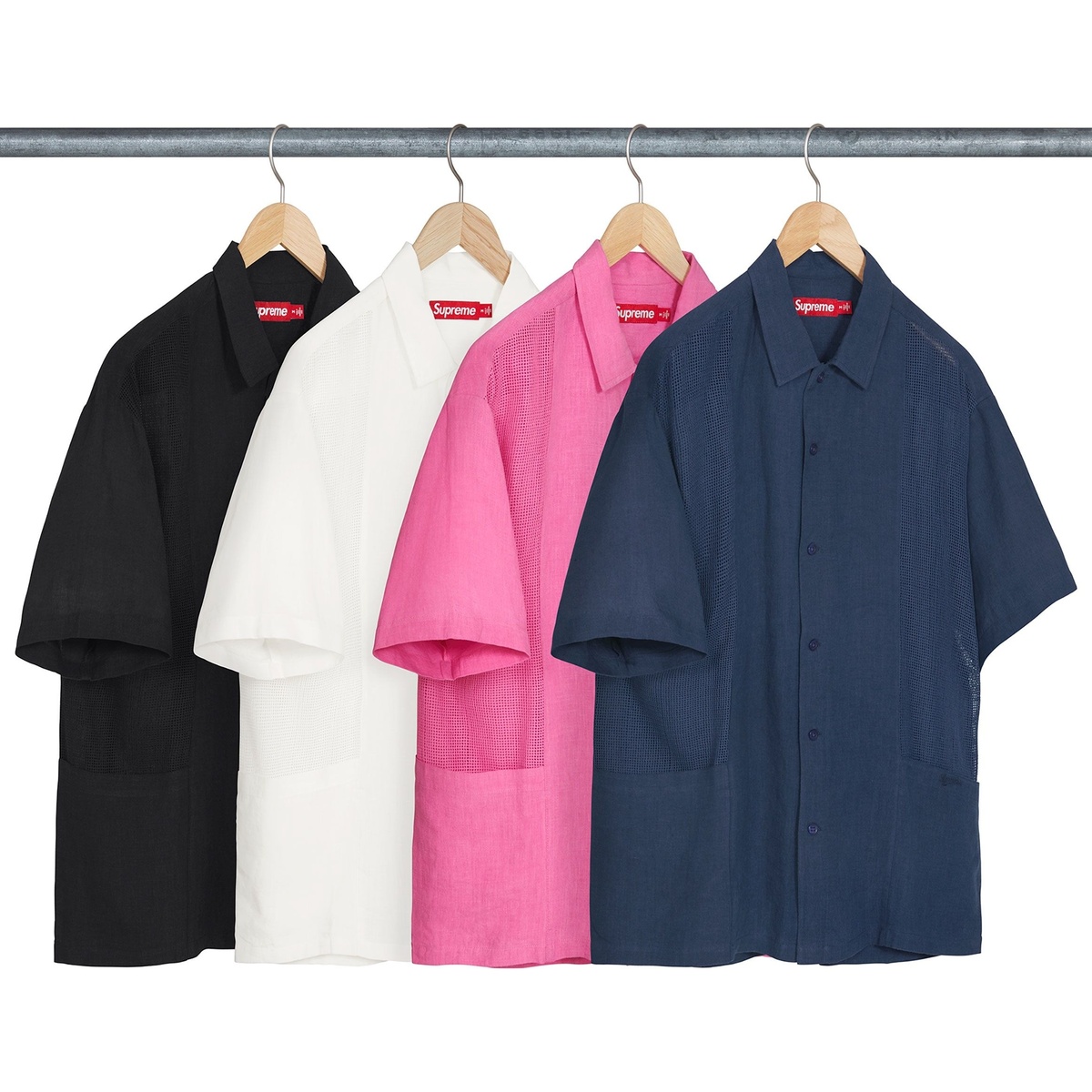 Mesh Panel Linen S/S Shirt - SupremeCommunity