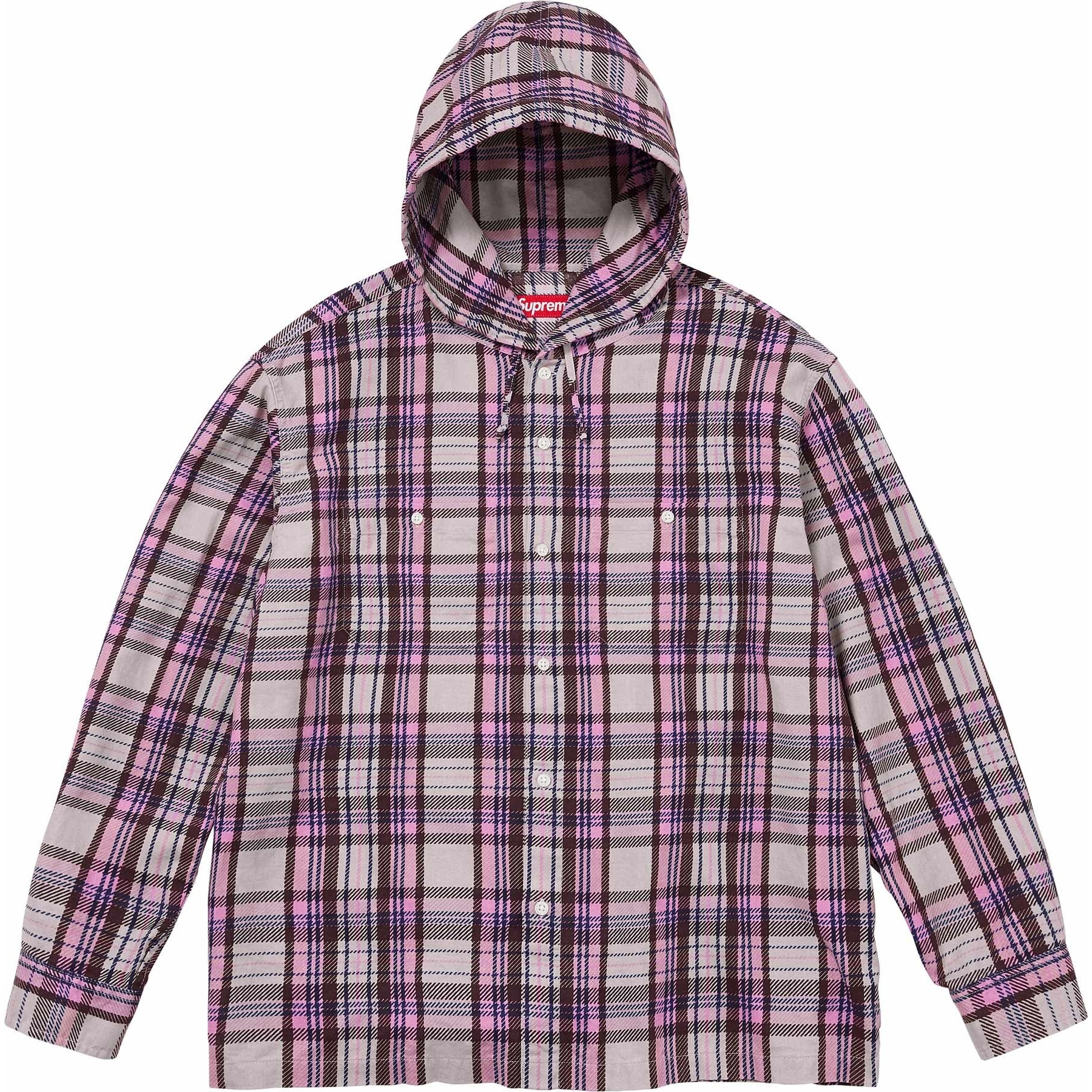 Supreme Printed Hooded Flannel Shirt (SS24) - $138