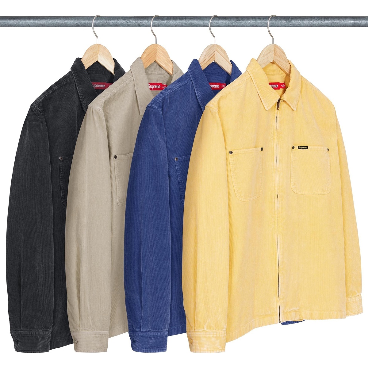 Washed Corduroy Zip Up Shirt - SupremeCommunity