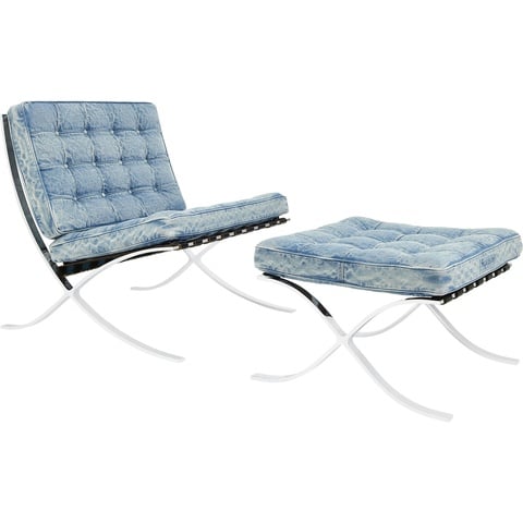 Supreme Supreme®/Knoll® Denim Barcelona Chair + Ottoman - Denim