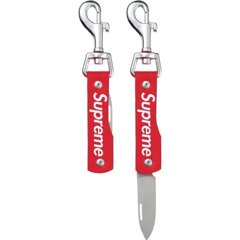 Supreme Leather Clip Knife - Red
