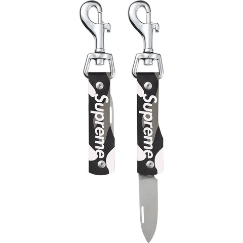 Supreme Leather Clip Knife - Snow Camo