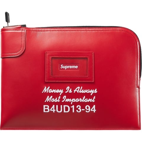 Supreme Leather Money Bag - Red