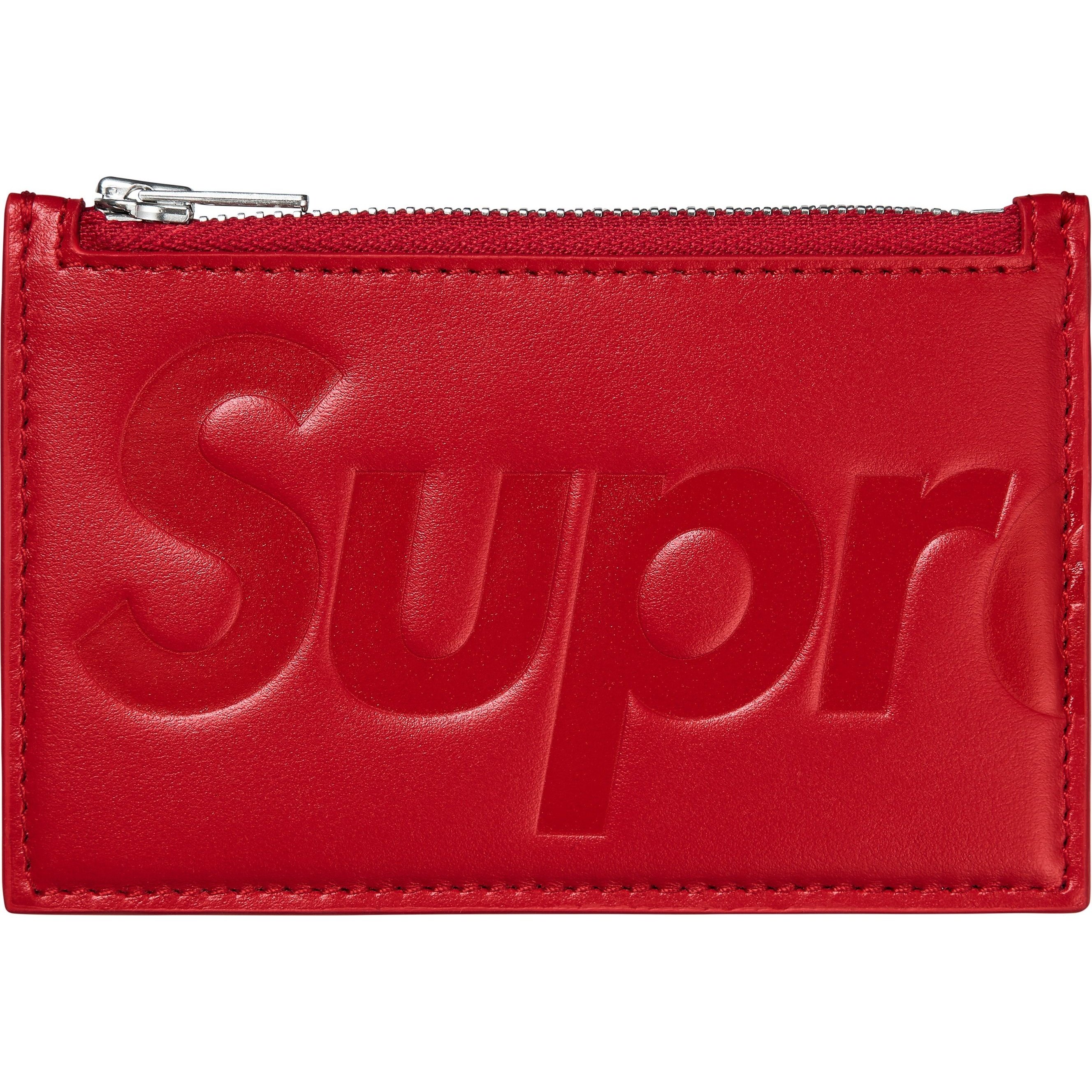 Supreme Leather Zip Card Holder (SS25) - Red - $128