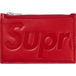 Supreme Leather Zip Card Holder (SS25) - Red