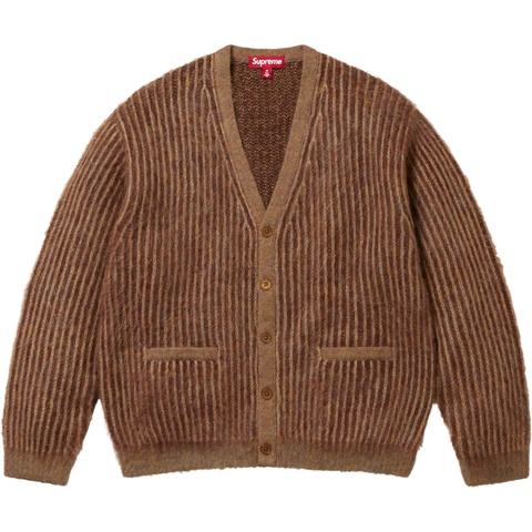 Supreme 2-Tone Mohair Cardigan - Light Brown