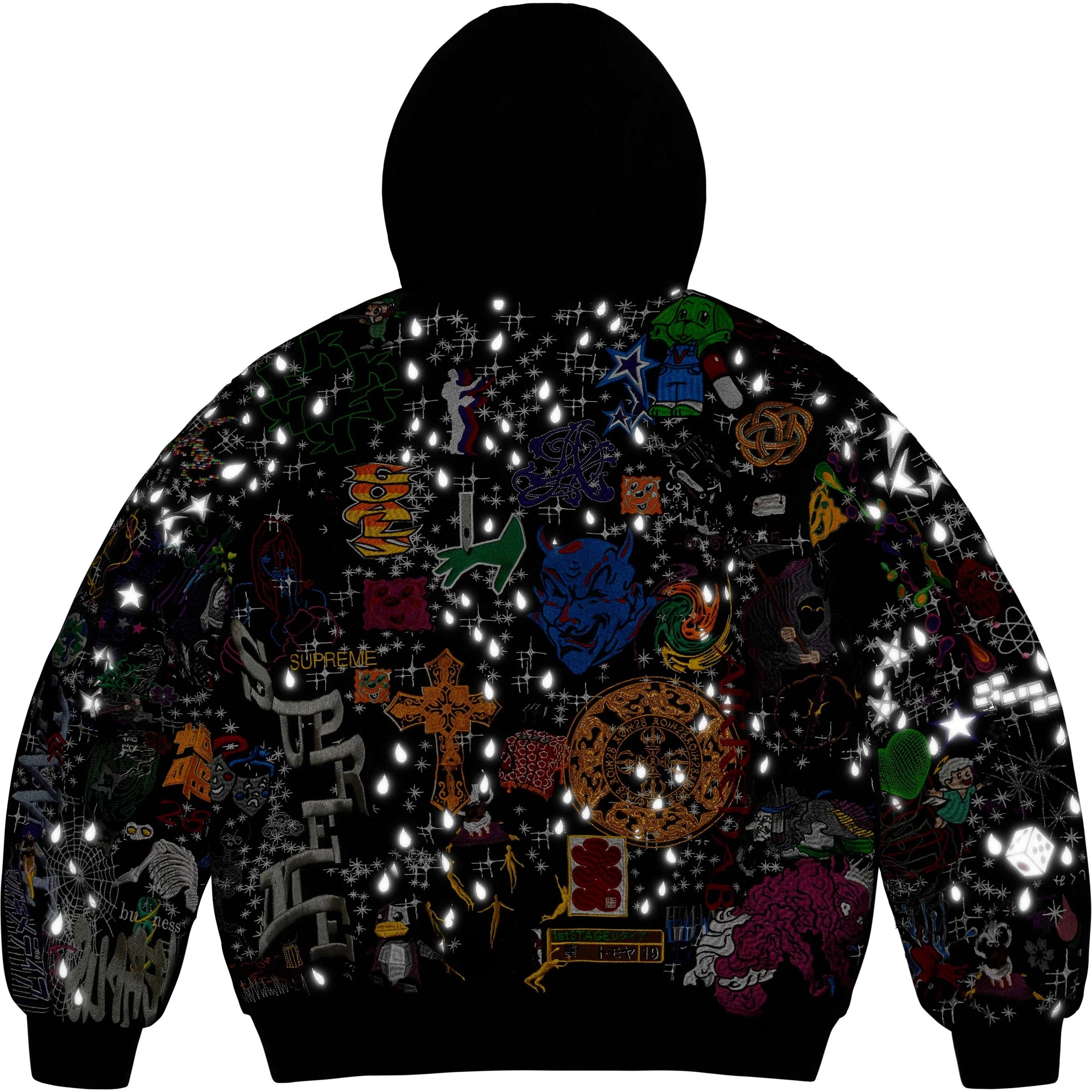 Supreme AOI Embroidered Hooded Work Jacket (SS25) - Black - $698