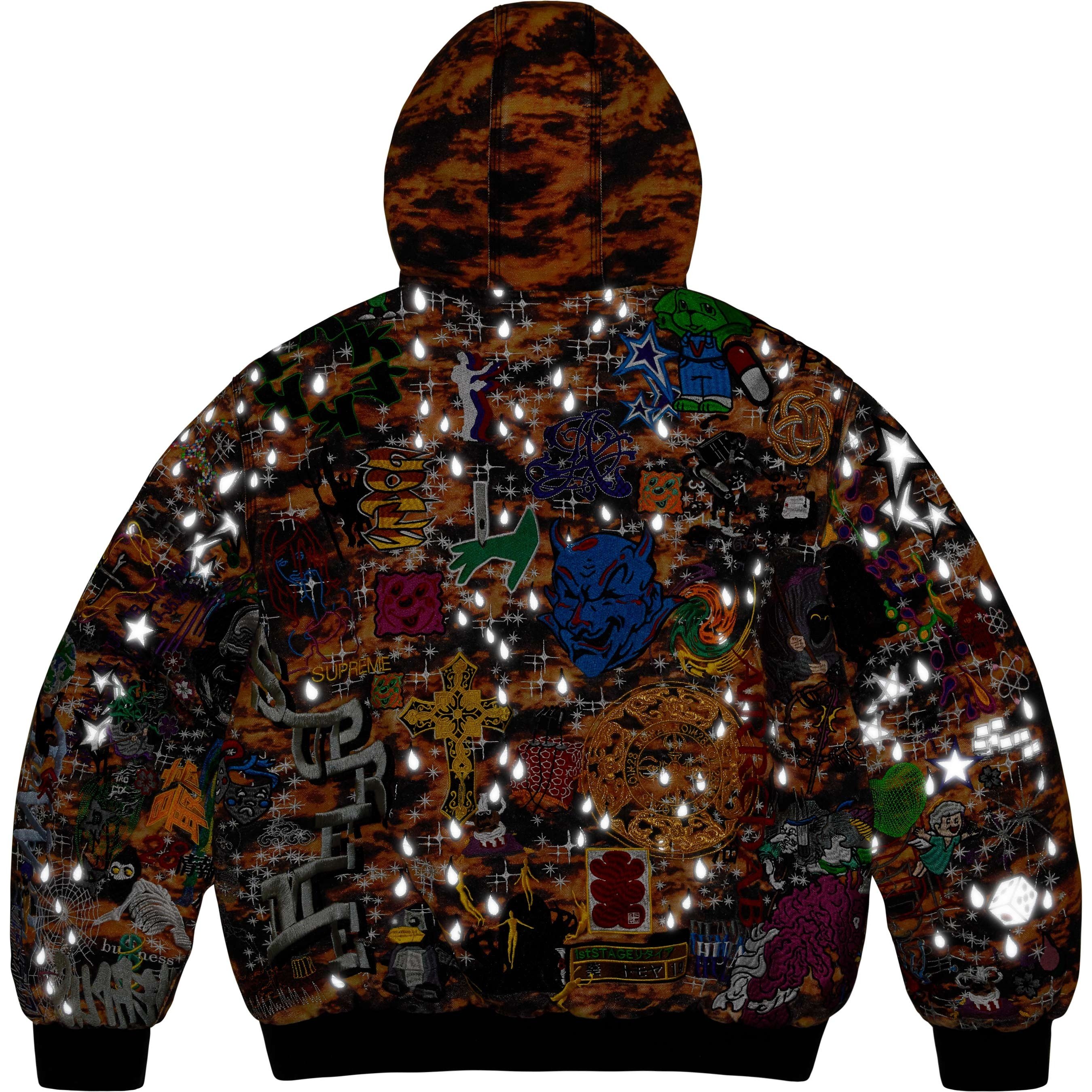 Supreme AOI Embroidered Hooded Work Jacket (SS25) - Flames - $698