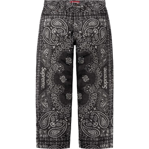 Supreme Bandana Jacquard Baggy Jean - Black