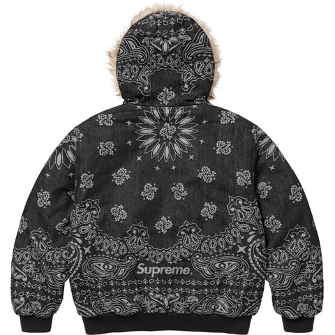 Supreme Bandana Jacquard Denim Hooded Work Jacket - Black