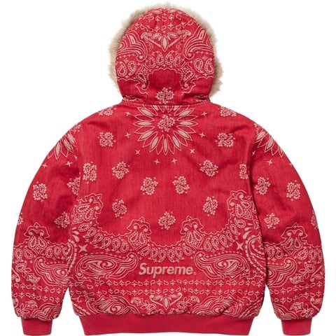 Supreme Bandana Jacquard Denim Hooded Work Jacket - Red