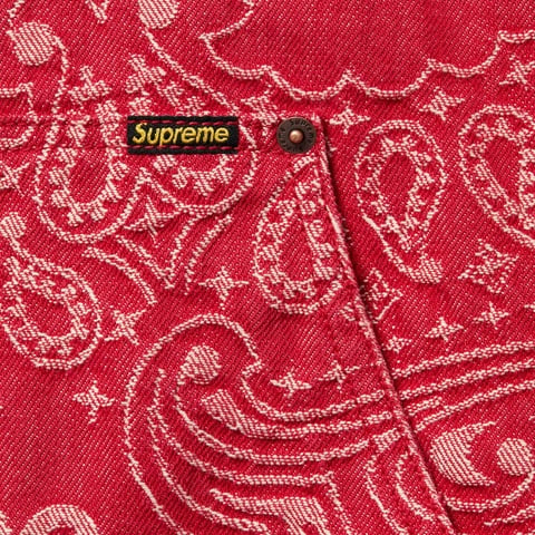 Supreme Bandana Jacquard Denim Hooded Work Jacket - Red