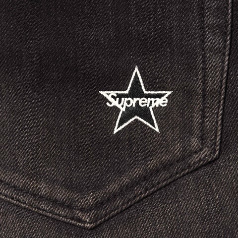 Supreme Distressed Loose Fit Selvedge Jean - Washed Black