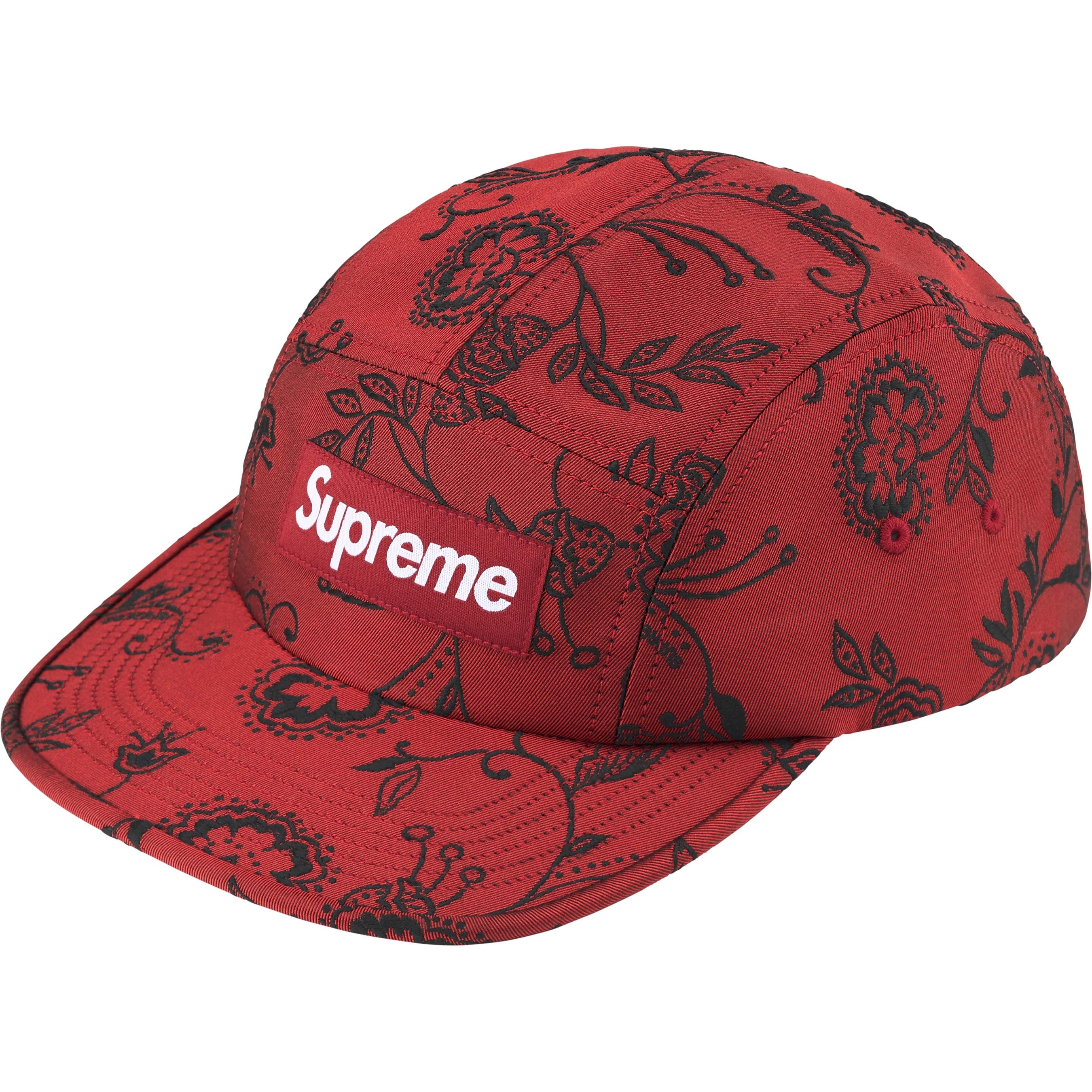 Supreme Floral Jacquard Camp Cap (SS25) - Red - $60