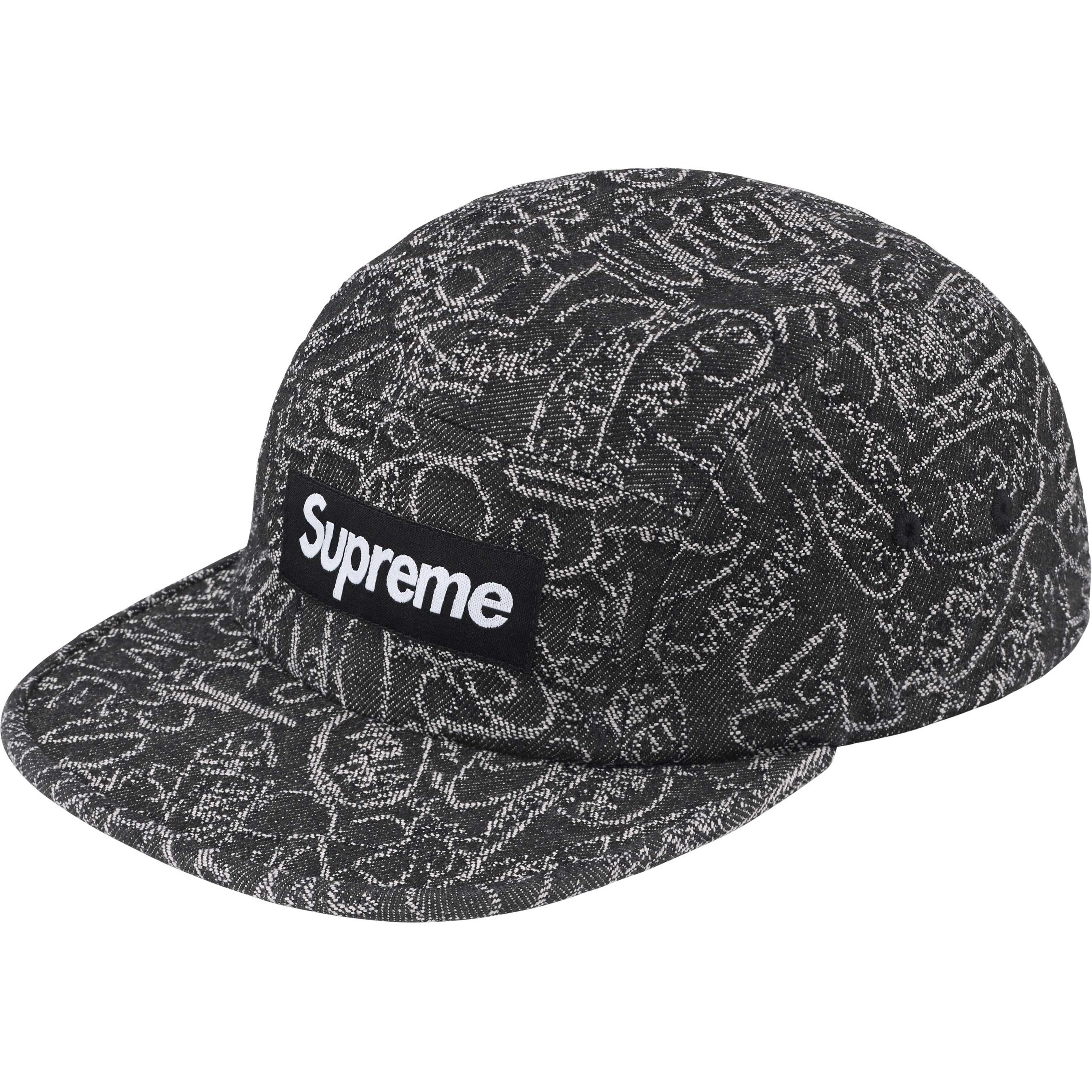 Supreme Handwriting Denim Camp Cap (SS25) - Black - $54