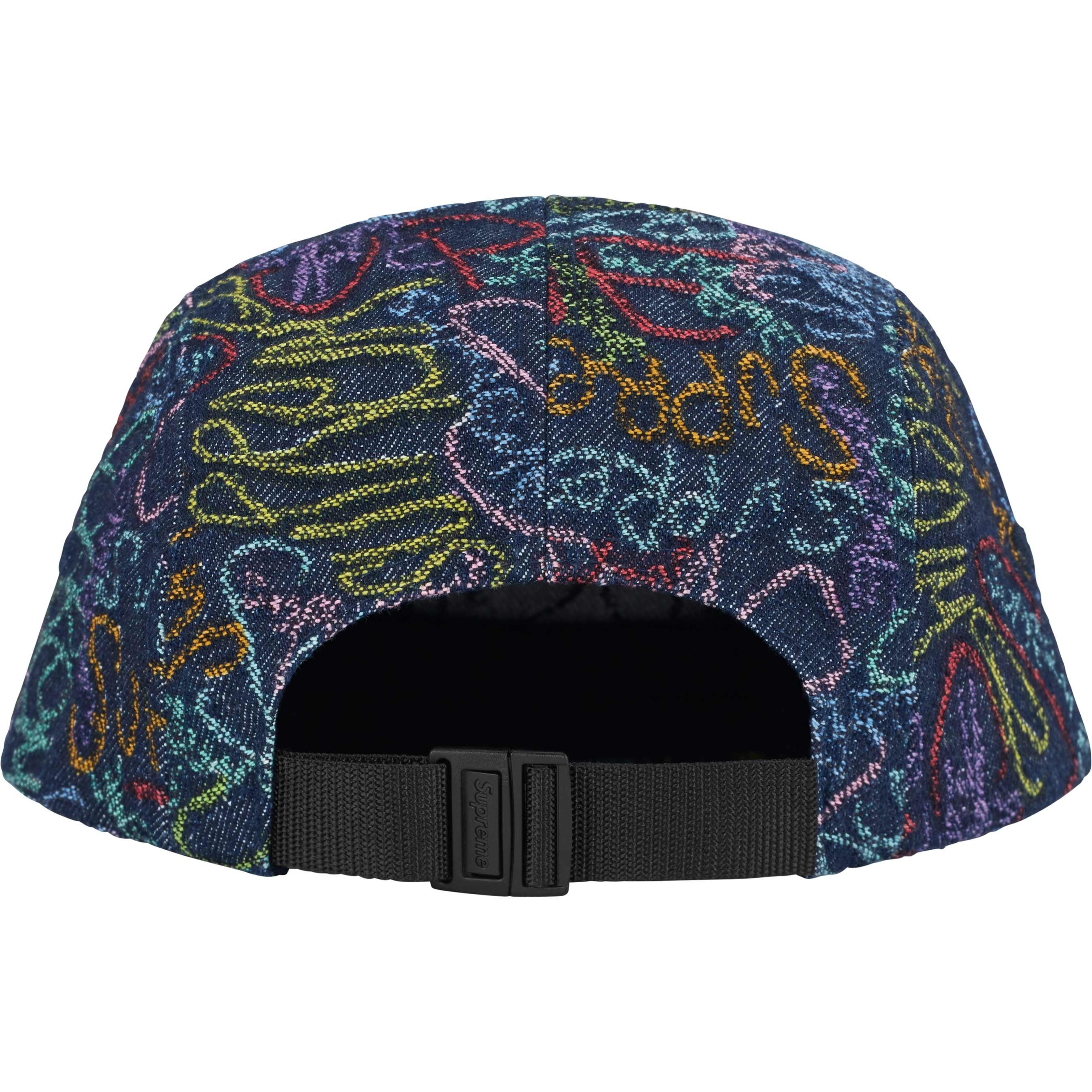 Supreme Handwriting Denim Camp Cap (SS25) - Indigo - $54