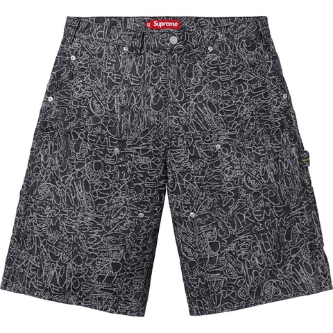 Handwriting Double Knee Denim Short - Supreme