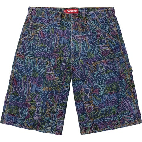 Supreme Handwriting Double Knee Denim Short - Indigo