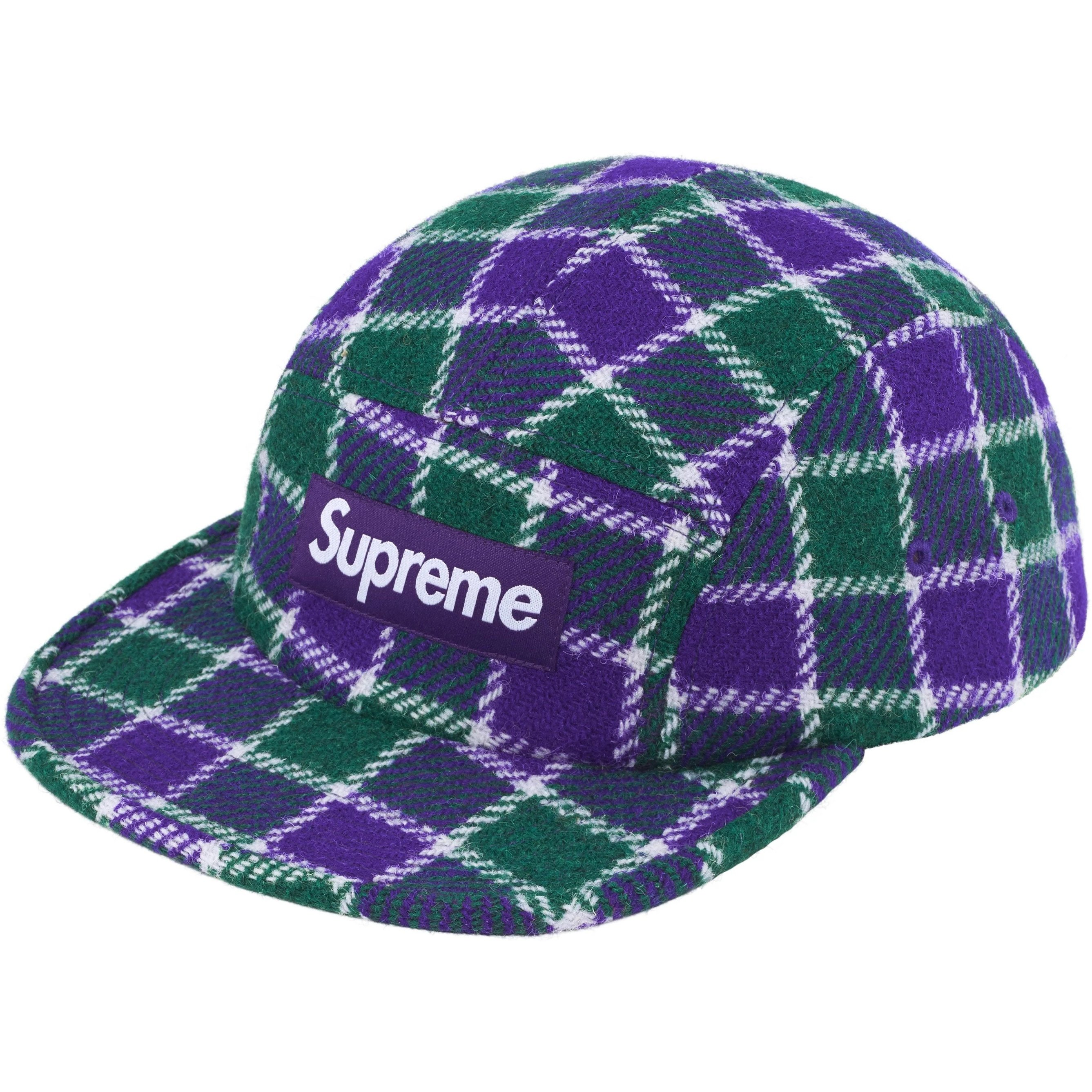 Supreme Harris Tweed Camp Cap (SS25) - Green Plaid - $58