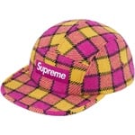 Supreme Harris Tweed Camp Cap (SS25) - Pink Plaid