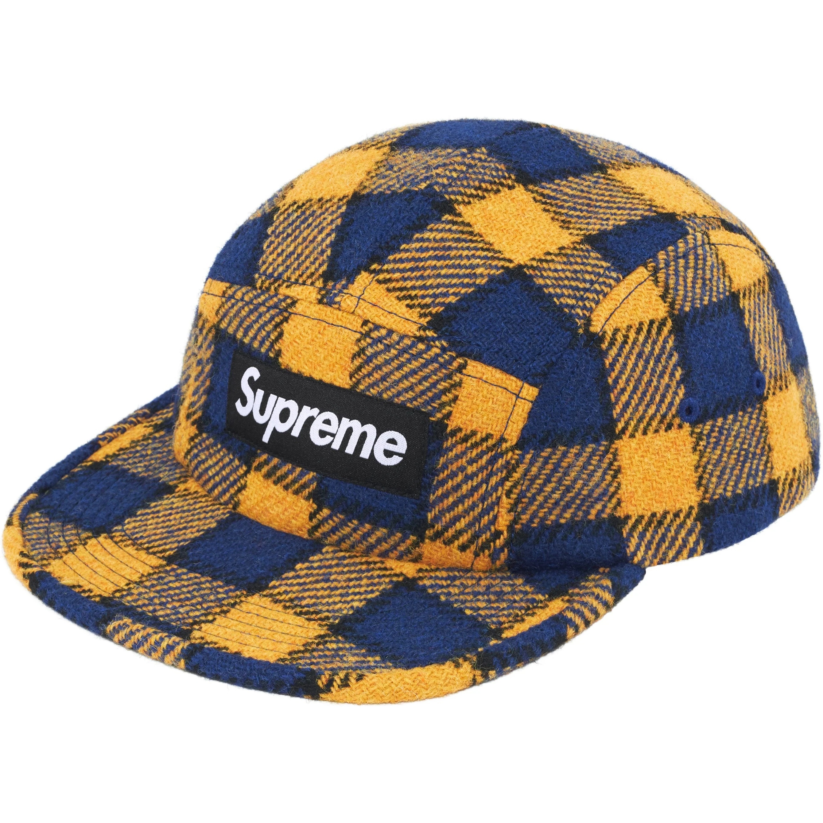 Supreme Harris Tweed Camp Cap (SS25) - Yellow Plaid - $58