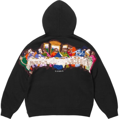 Supreme Last Supper Embroidered Zip Up Hooded Sweater - Black