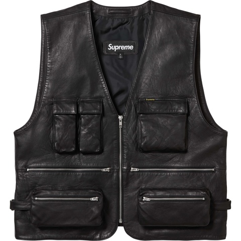 Supreme Leather Cargo Vest - Black