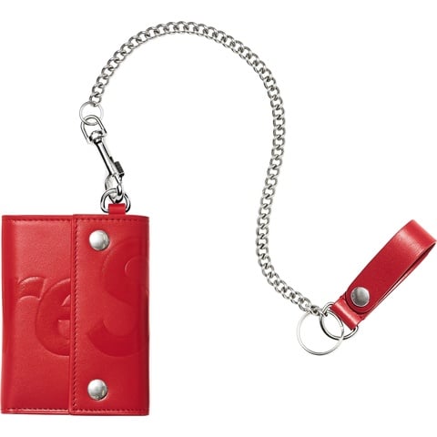 Supreme Leather Chain Wallet - Red
