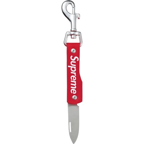 Supreme Leather Clip Knife - Red