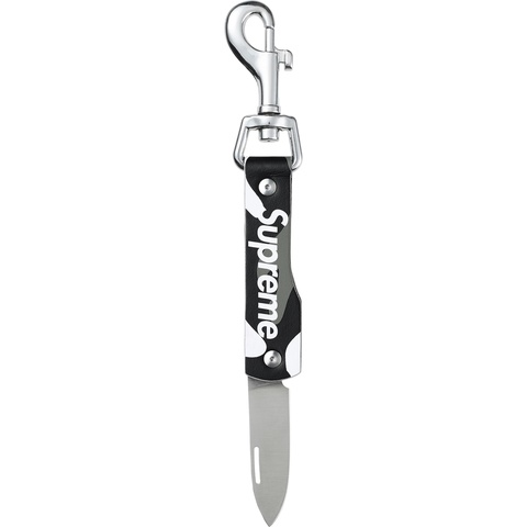 Supreme Leather Clip Knife - Snow Camo