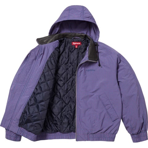 Supreme Leather Collar Utility Jacket - Blue Plaid