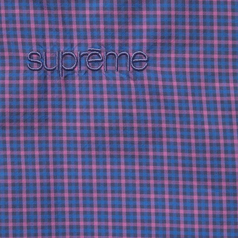 Supreme Leather Collar Utility Jacket - Blue Plaid