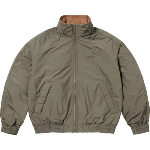 Supreme Leather Collar Utility Jacket - Olive